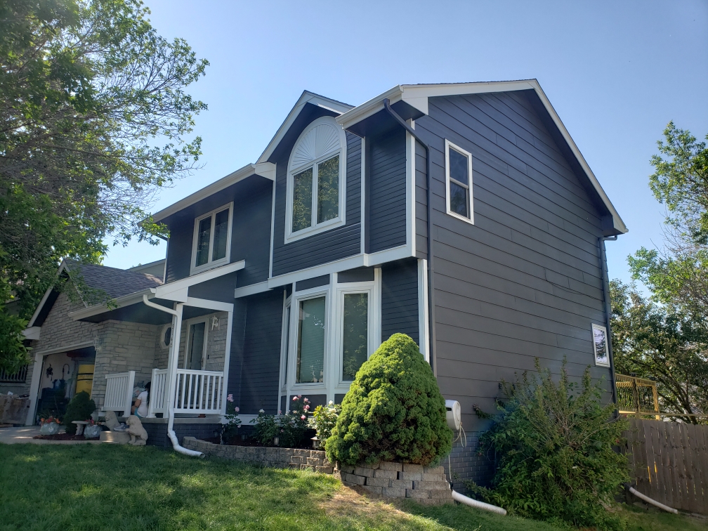 The exterior of a freshly painted house